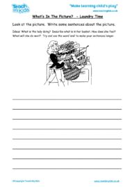 Worksheets for kids - what’s in the picture – laundry time